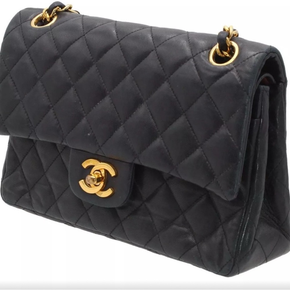 Chanel small Black vintage Quilted Leather Bag